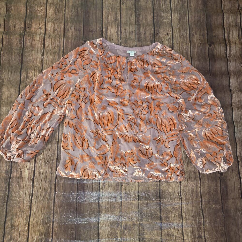 Sundance Top Womens S Peach Mauve Eloise Floral Velvet Burnout Silk Blend Boho